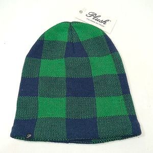 50% OFF NEW PLUSH GREEN AND BLUE PLAID UNISEX HAT